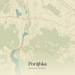 Vintage map of Porabka, Poland.