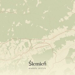 Vintage map of Slemien, Poland.