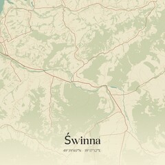 Vintage map of Swinna, Poland.