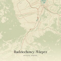 Vintage map of Radziechowy-Wieprz, Poland.