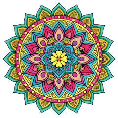 Hand drawing Mandala Vector  design, Mandala pattern colored background, Vector Illustration.