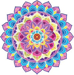 Hand drawing Mandala Vector  design, Mandala pattern colored background, Vector Illustration.