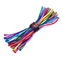 Watercolor Painting of Colorful Bundled Strings.