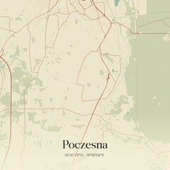 Vintage map of Poczesna, Poland.