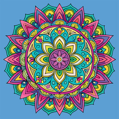 Hand drawing Mandala Vector  design, Mandala pattern colored background, Vector Illustration.