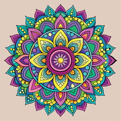 Hand drawing Mandala Vector  design, Mandala pattern colored background, Vector Illustration.