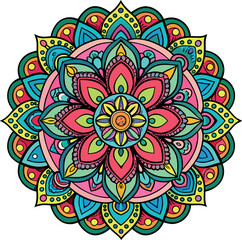 Hand drawing Mandala Vector  design, Mandala pattern colored background, Vector Illustration.