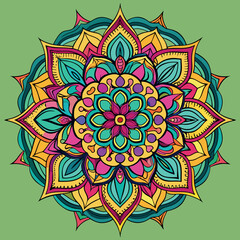 Hand drawing Mandala Vector  design, Mandala pattern colored background, Vector Illustration.