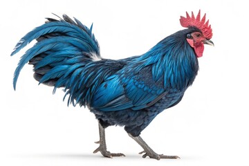Fototapeta premium blue Andalusian Rooster isolated on white background