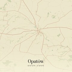 Obraz premium Vintage map of Opatów, Poland.