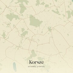 Vintage map of Korsze, Poland.