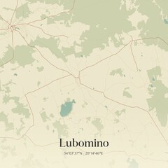 Vintage map of Lubomino, Poland.