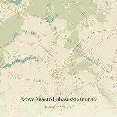 Vintage map of Nowe Miasto Lubawskie (rural), Poland.