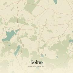 Vintage map of Kolno, Poland.