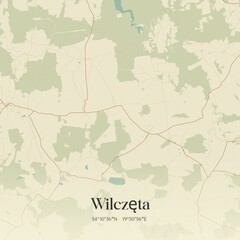 Obraz premium Vintage map of Wilczeta, Poland.