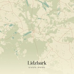 Vintage map of Lidzbark, Poland.