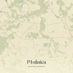 Vintage map of Plosnica, Poland.