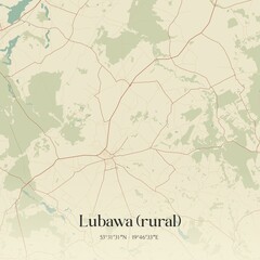Fototapeta premium Vintage map of Lubawa (rural), Poland.