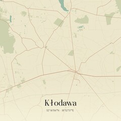 Vintage map of Klodawa, Poland.