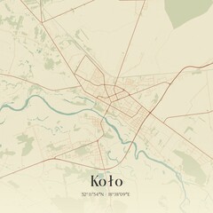 Obraz premium Vintage map of Kolo, Poland.