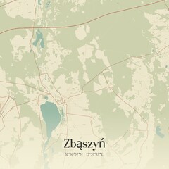 Vintage map of Zbaszyn, Poland.