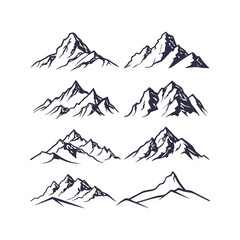 Mountain Landscape Silhouettes Vector Clip Art Collection