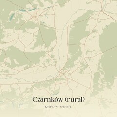 Vintage map of Czarnków (rural), Poland.