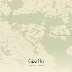 Vintage map of Gizalki, Poland.