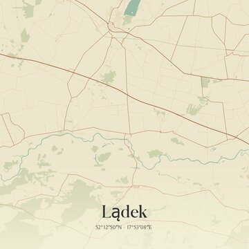 Vintage map of Ladek, Poland.