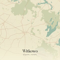 Vintage map of Witkowo, Poland.