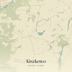 Vintage map of Kiszkowo, Poland.