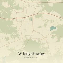 Obraz premium Vintage map of Wladyslawów, Poland.