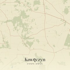 Vintage map of Kaweczyn, Poland.