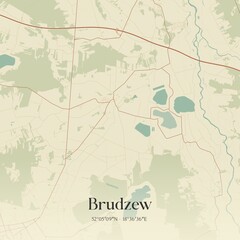 Vintage map of Brudzew, Poland.