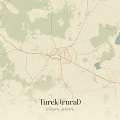 Naklejka premium Vintage map of Turek (rural), Poland.