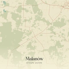 Vintage map of Malanów, Poland.