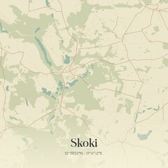 Obraz premium Vintage map of Skoki, Poland.