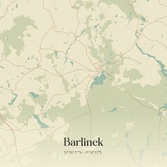 Vintage map of Barlinek, Poland.