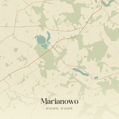 Vintage map of Marianowo, Poland.