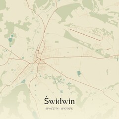 Obraz premium Vintage map of Swidwin, Poland.