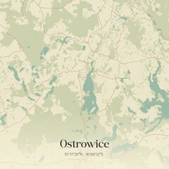 Fototapeta premium Vintage map of Ostrowice, Poland.