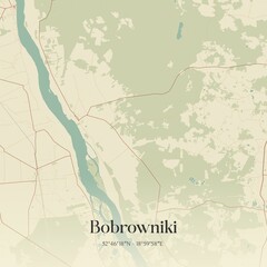 Vintage map of Bobrowniki, Poland.