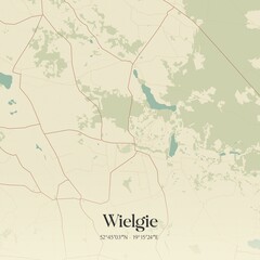 Vintage map of Wielgie, Poland.