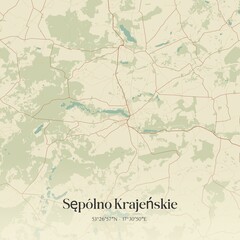 Vintage map of Sepólno Krajenskie, Poland.