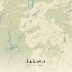 Vintage map of Lubiewo, Poland.