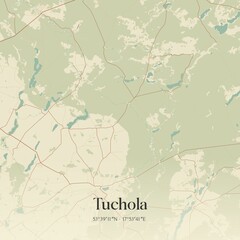 Vintage map of Tuchola, Poland.