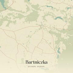 Vintage map of Bartniczka, Poland.