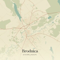 Vintage map of Brodnica, Poland.