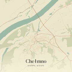 Vintage map of Chelmno, Poland.