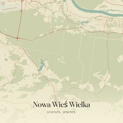 Vintage map of Nowa Wies Wielka, Poland.